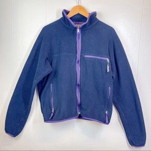 Patagonia Vintage 90s Low Pile Retro Navy Purple Trim Full Zip Fleece Jacket L